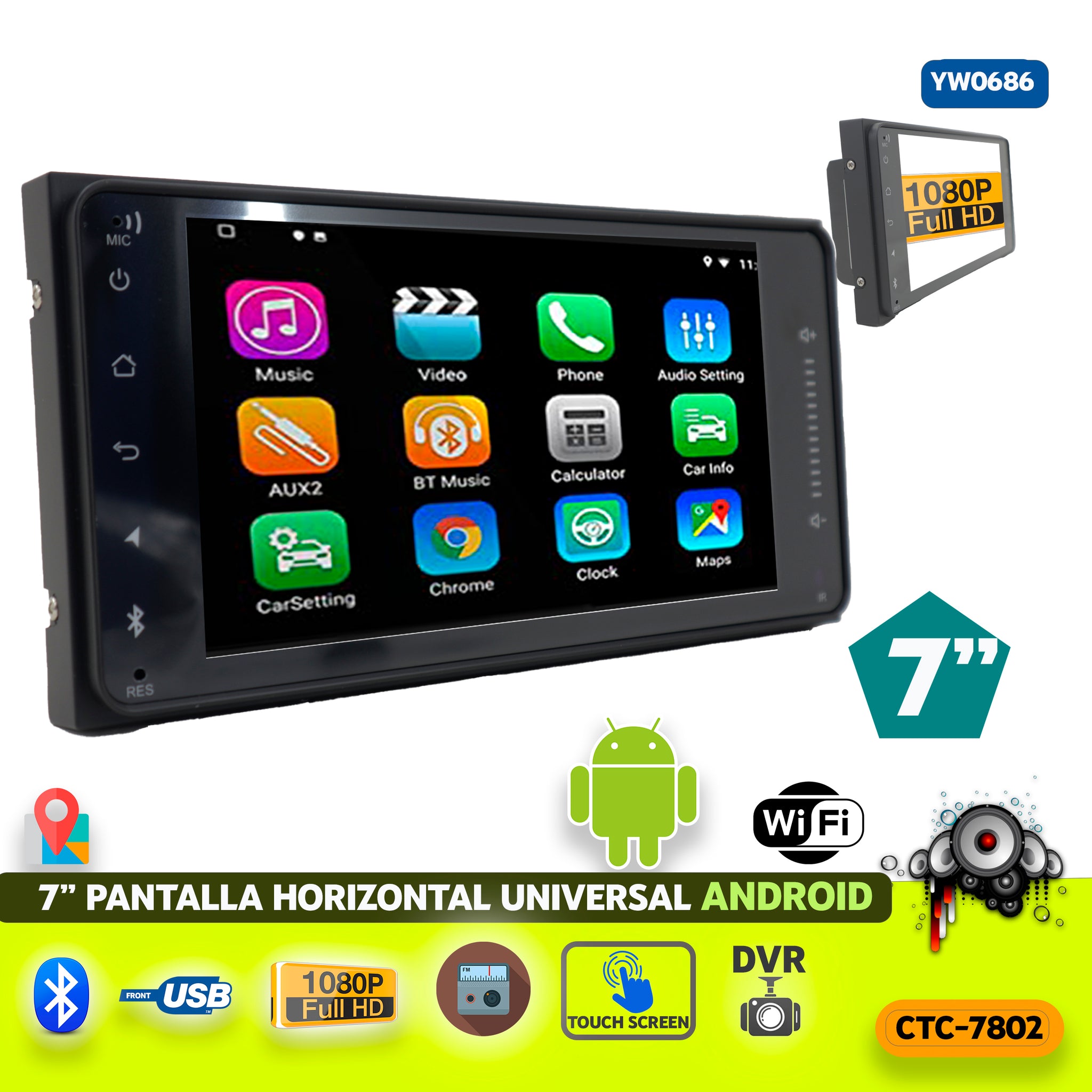 EQUIPO MULTIMEDIA CTC-8227 7INCH, DOUBLE DIN, 1+16G ANDROID –