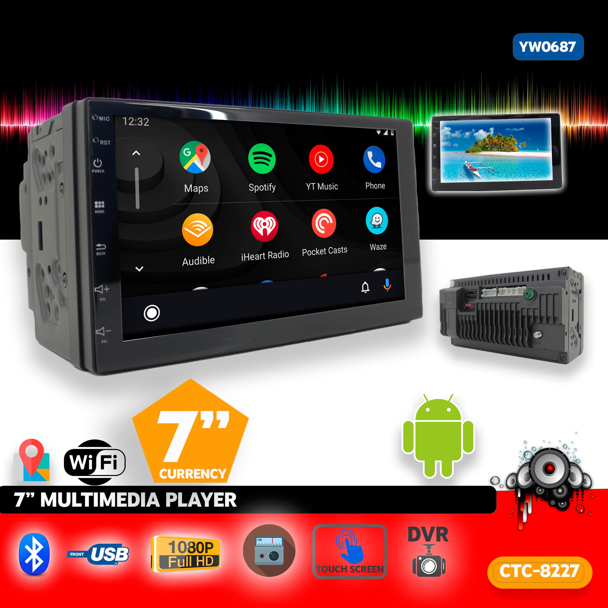 EQUIPO MULTIMEDIA CTC-8227 7INCH, DOUBLE DIN, 1+16G ANDROID –
