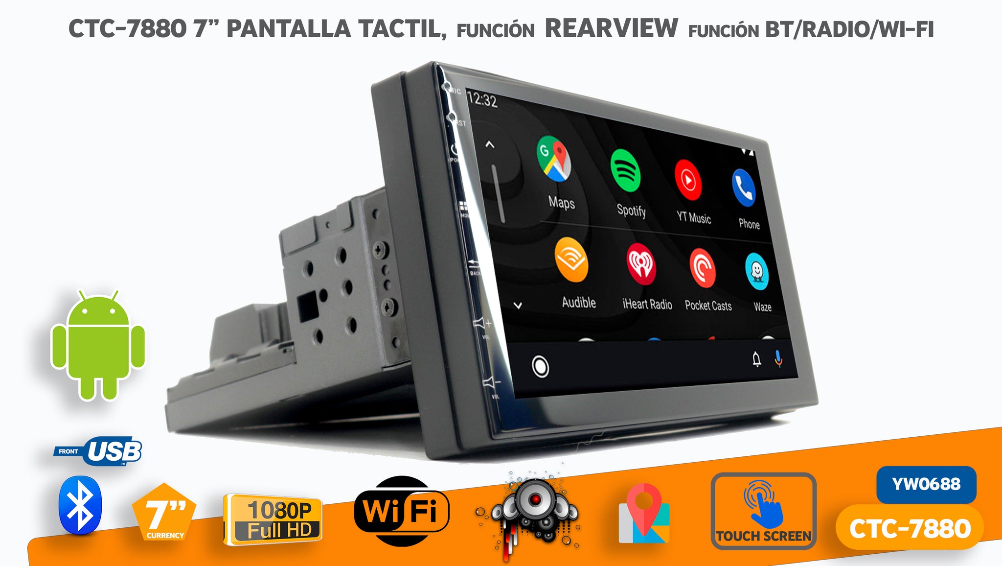EQUIPO MULTIMEDIA CTC-7880 7-INCH, 1 DIN, 1+16G ANDROID