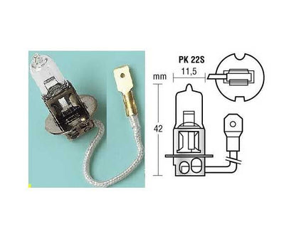 BOMBILLO HALOGENO H3 12V/55W UN CONTACTO BASE K