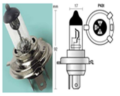 BOMBILLO HALOGENO H4 24V 75/70W TRES CONT