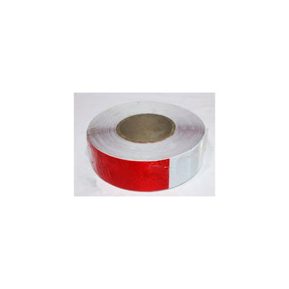 CINTA REFLECTIVA BLANCO-ROJO CUADROS 25mt- 82Ft