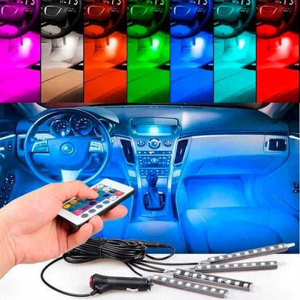 LUZ LED INTERIOR CON CONTROL 4PCS MULTICOLOR