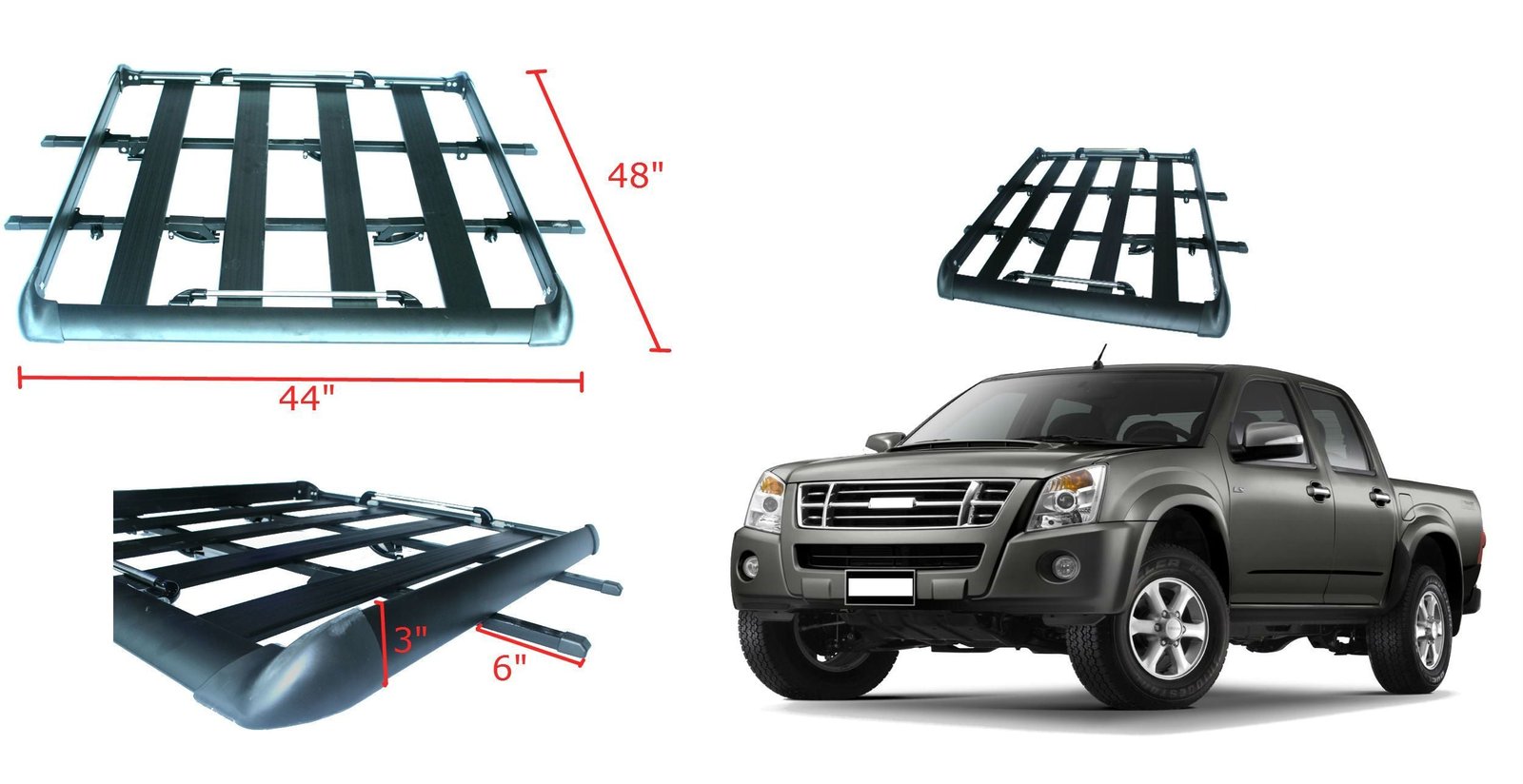 PARRILLA PORTAEQUIPAJE ALUMINIO NEGRA 40X48" VIGO- - Image 5