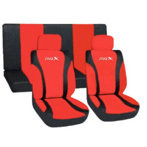 FORRO DE ASIENTO POLIESTER Y MALLA NEGRO/ROJO