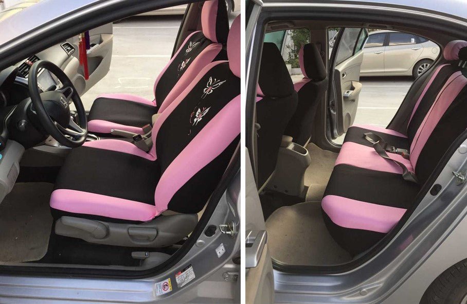 FORRO DE ASIENTO POLIESTER NEGRO/ROSADO -BORDADO M - Image 6