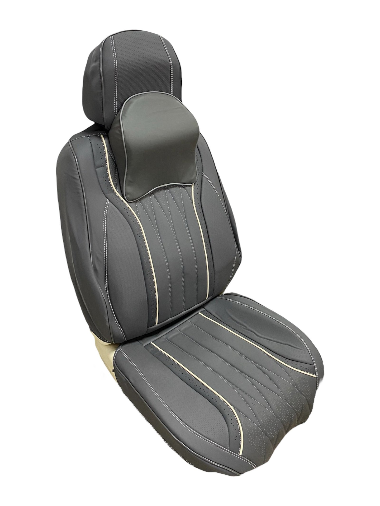 FORRO DE ASIENTO CUERINA GRIS CON NEGRO - Image 2