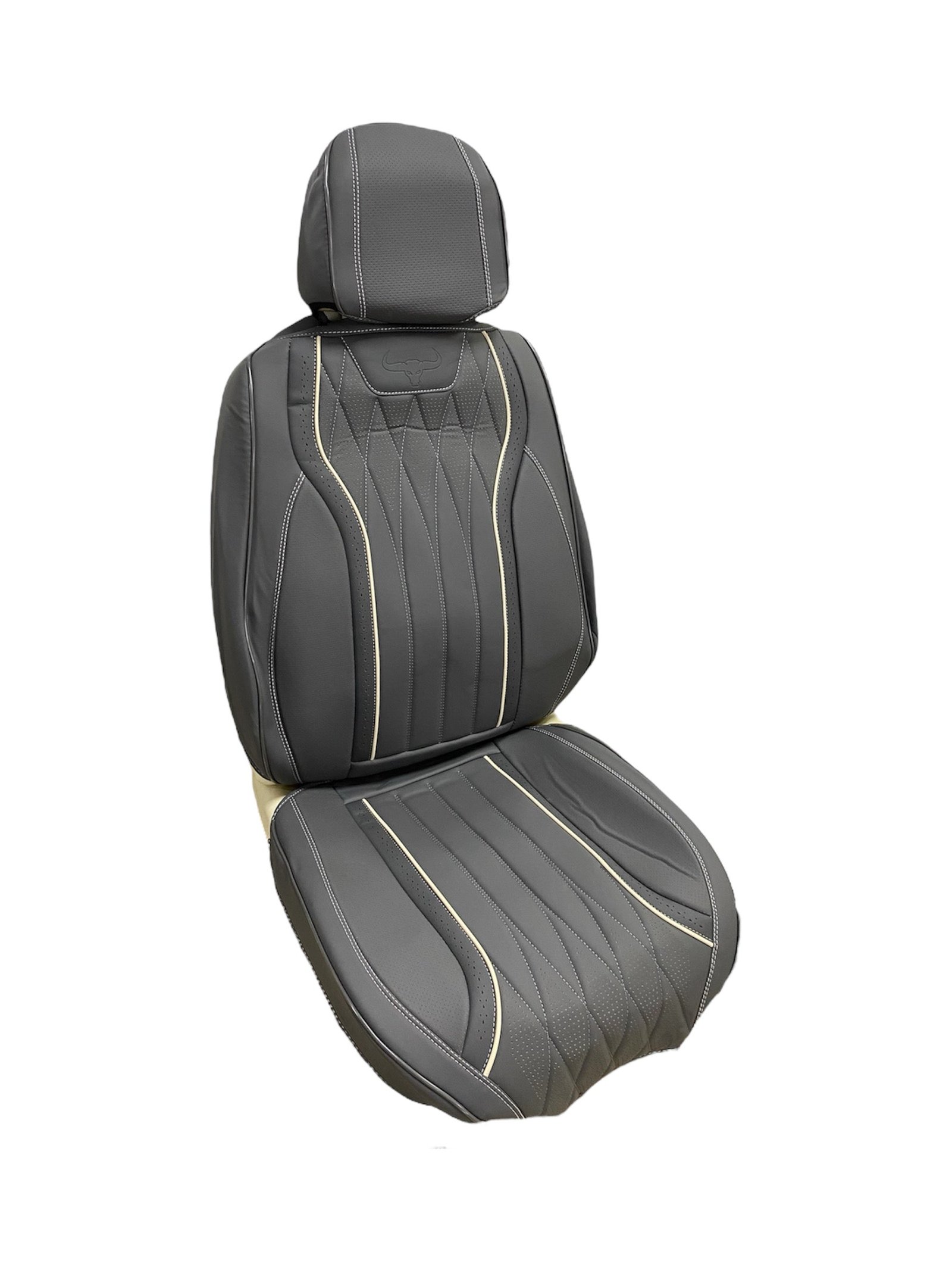 FORRO DE ASIENTO CUERINA GRIS CON NEGRO - Image 4