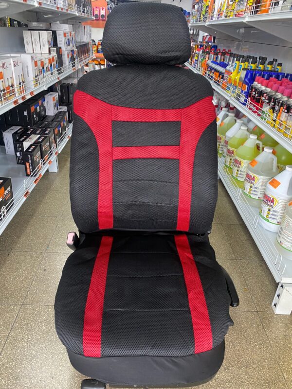 FORRO DE ASIENTO POLIESTER Y MALLA NEGRO/ROJO