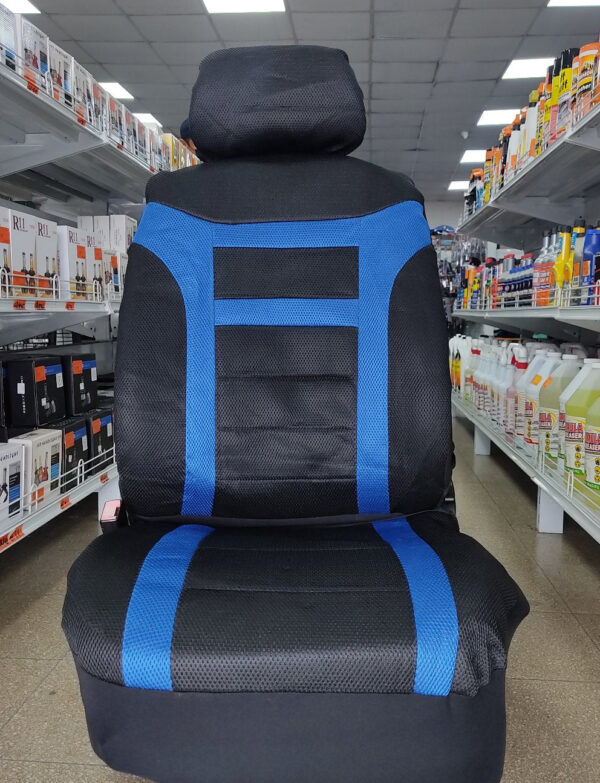 FORRO DE ASIENTO POLIESTER Y MALLA NEGRO/AZUL - Image 2