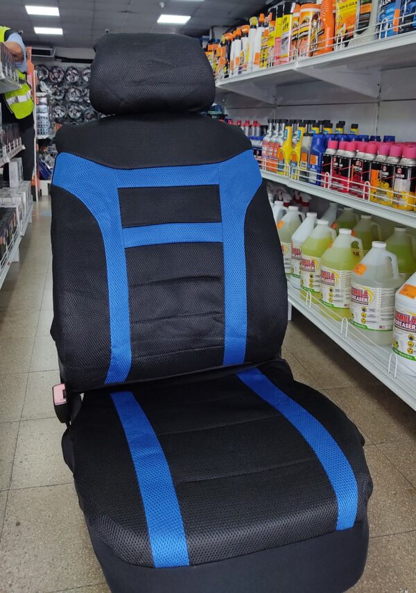 FORRO DE ASIENTO POLIESTER Y MALLA NEGRO/AZUL