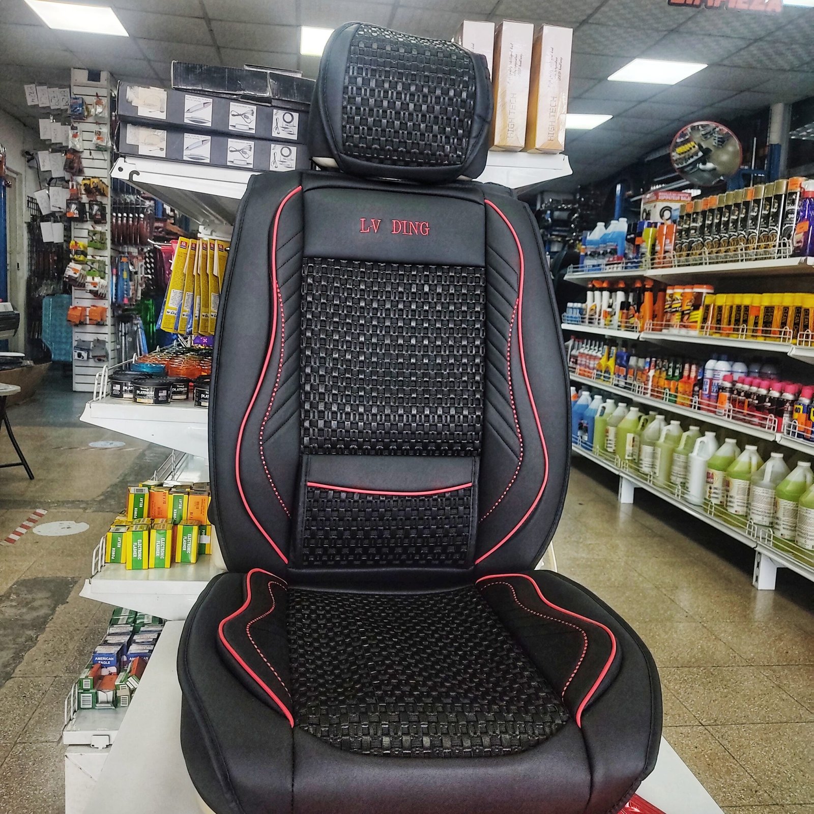 FORRO DE ASIENTO CUERINA-ICE SILK- NEGRO-ROJO - Image 4