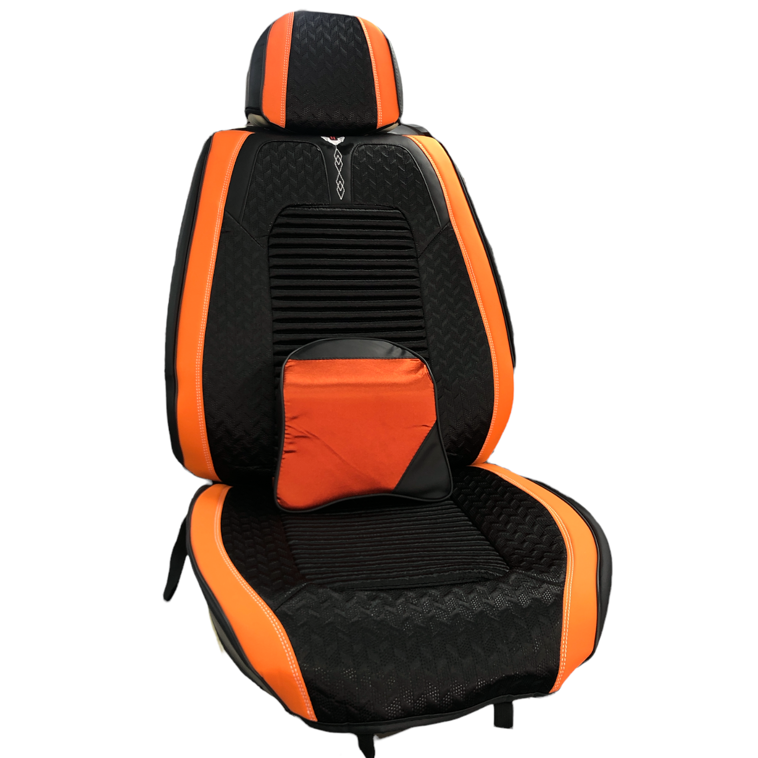 FORRO DE ASIENTO CUERINA-LINO NARANJA/NEGRO