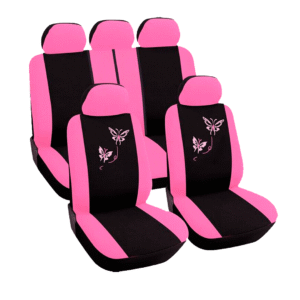 FORRO DE ASIENTO POLIESTER NEGRO/FUCSIA -BORDADO M