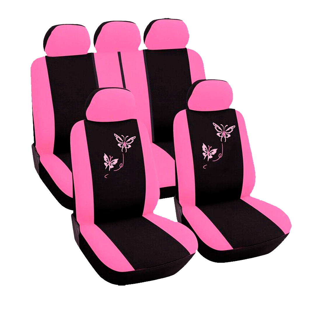 FORRO DE ASIENTO POLIESTER NEGRO/FUCSIA -BORDADO M