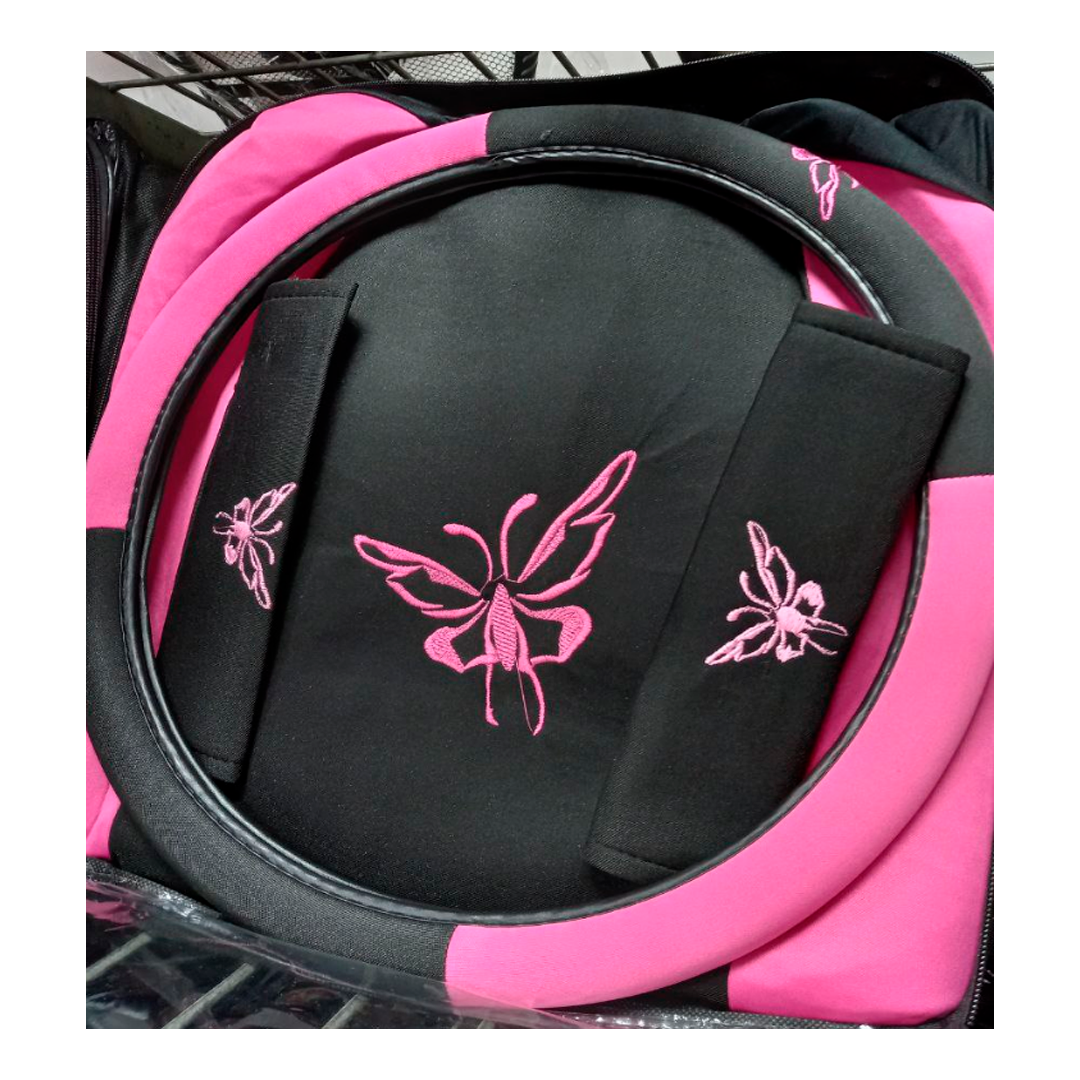 FORRO DE ASIENTO POLIESTER NEGRO/FUCSIA -BORDADO M - Image 3