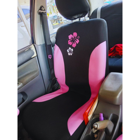 FORRO DE ASIENTO POLIESTER NEGRO BORDADO FLORES - Image 2