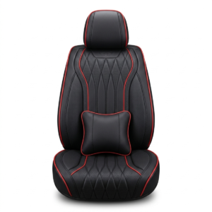 FORRO DE ASIENTO CUERINA NEGRO CON ROJO
