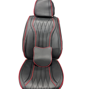 FORRO DE ASIENTO CUERINA NEGRO CON ROJO