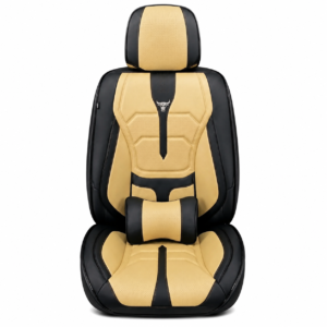 FORRO DE ASIENTO CUERINA NEGRO CON BEIGE