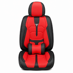 FORRO DE ASIENTO CUERINA NEGRO CON ROJO