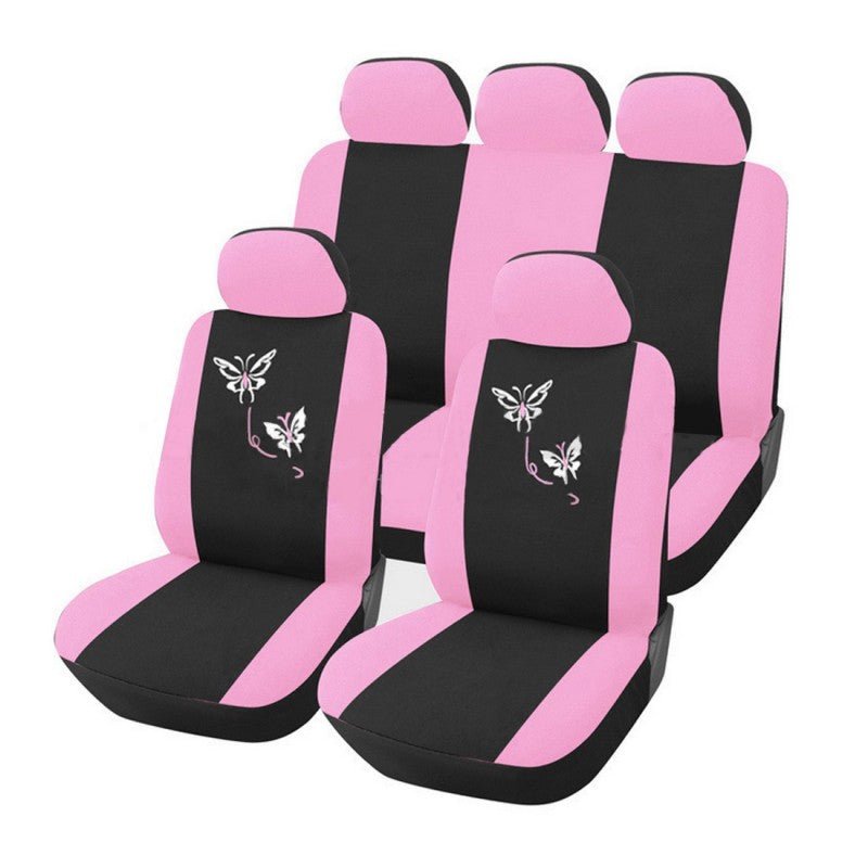 FORRO DE ASIENTO POLIESTER NEGRO/ROSADO -BORDADO M