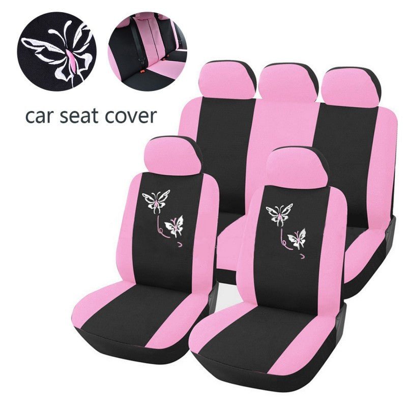 FORRO DE ASIENTO POLIESTER NEGRO/ROSADO -BORDADO M - Image 4