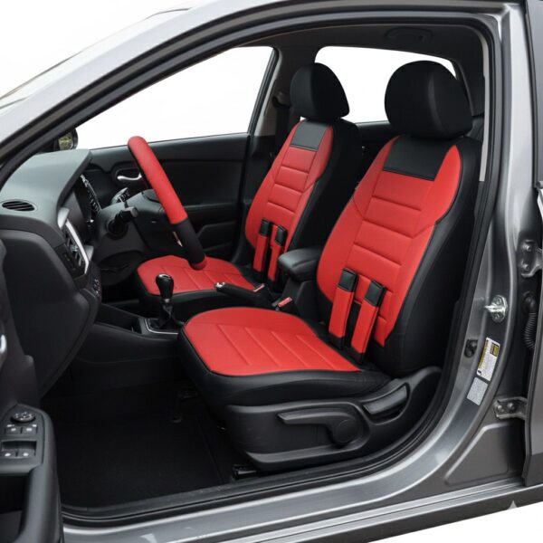 FORRO DE ASIENTO  PRIME-PVC-POLIESTER NEGRO-ROJO - Image 2