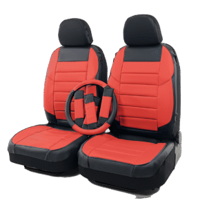 FORRO DE ASIENTO  PRIME-PVC-POLIESTER NEGRO-ROJO