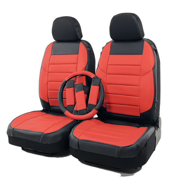 FORRO DE ASIENTO  PRIME-PVC-POLIESTER NEGRO-ROJO