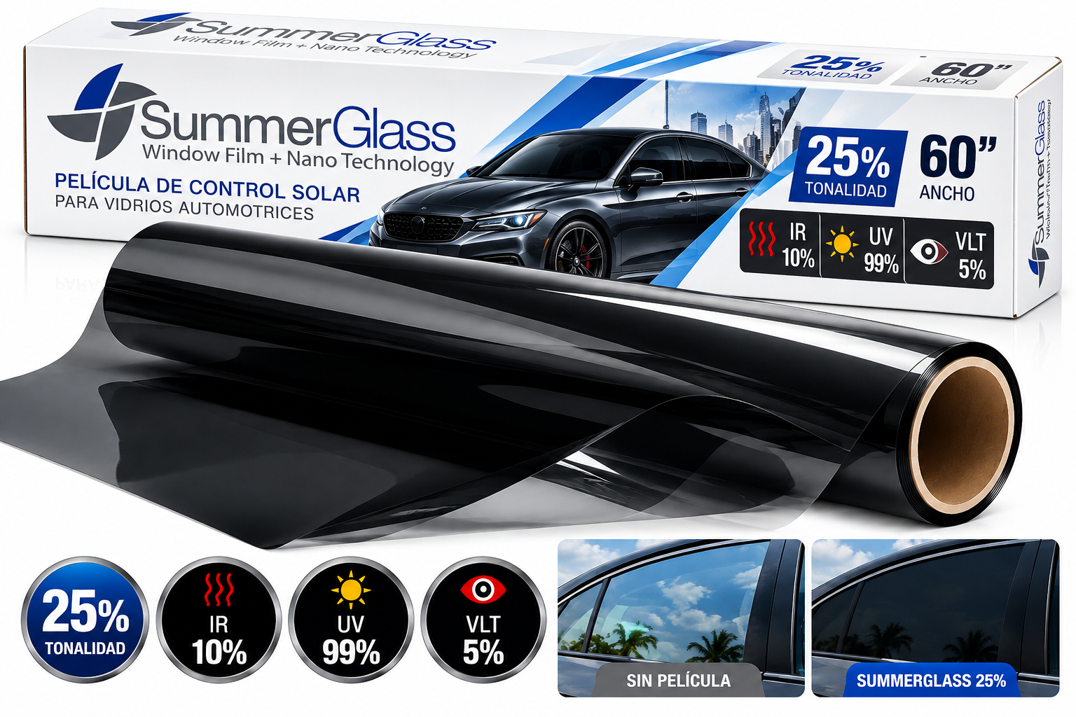 BLAKEDUP 25%, 60", IR: 10%, UV: 99%, VLT: 5%, COLO