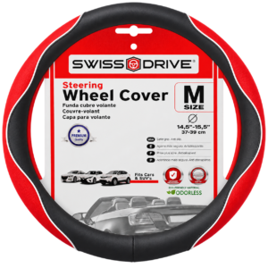 FORRO DE TIMON SWISS DRIVE M WHITE LINE NEGRO/ROJO