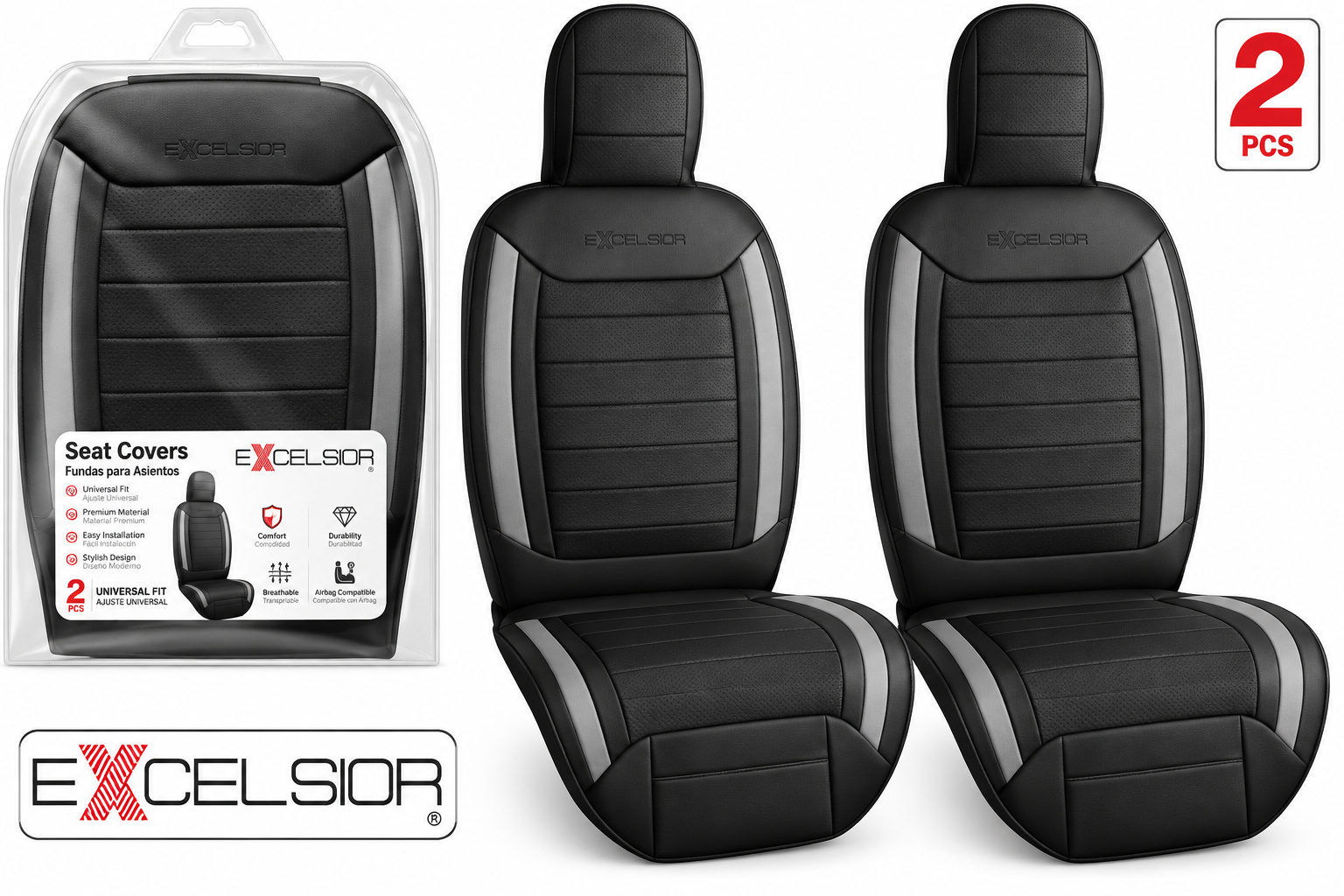 COJIN DE ASIENTO SWISS DRIVE EXCELSIOR NEGRO/GRIS