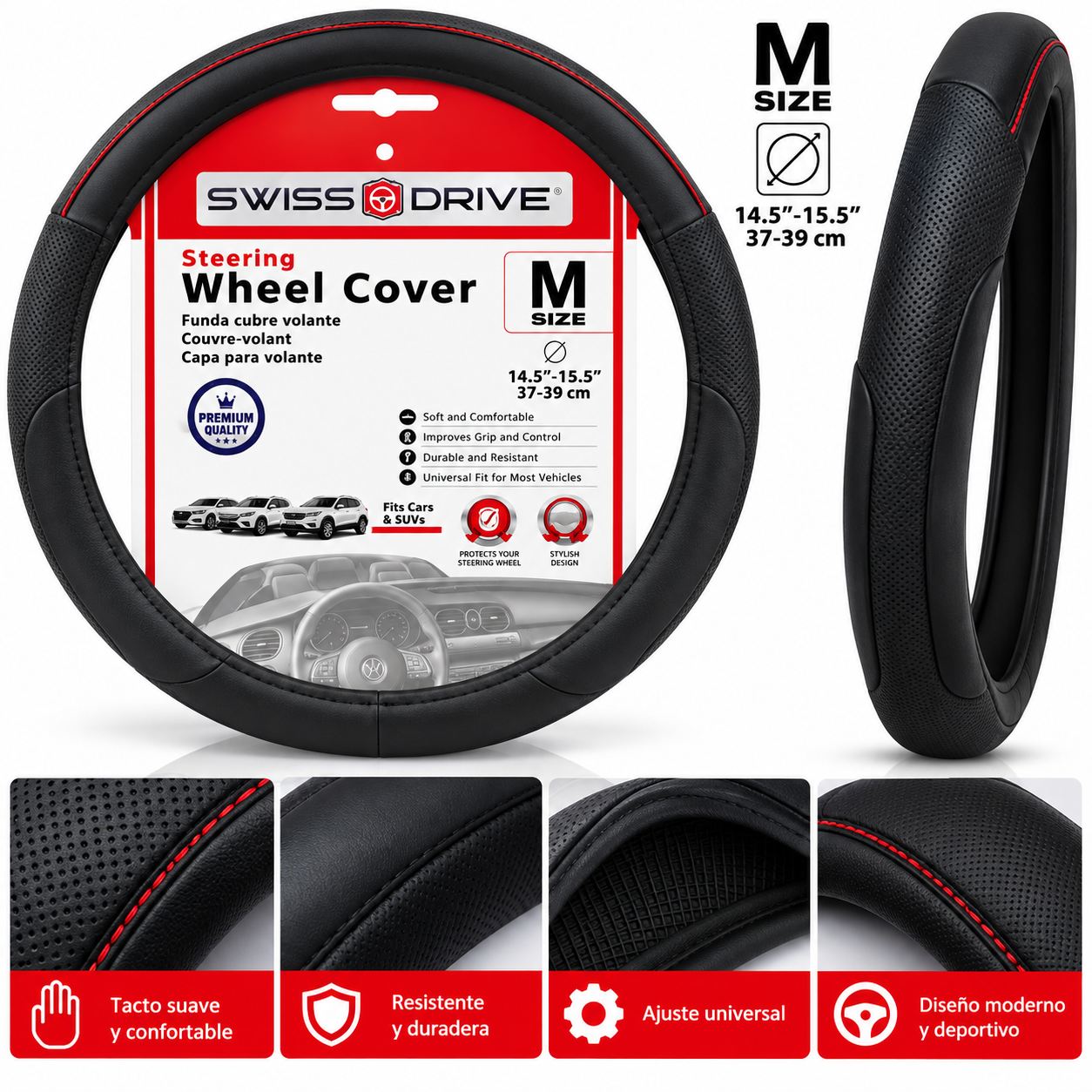 FORRO DE TIMON SWISS DRIVE M COLOR LINE NEGRO LINE - Image 2