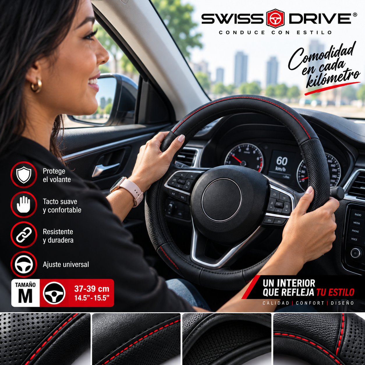 FORRO DE TIMON SWISS DRIVE M COLOR LINE NEGRO LINE - Image 3