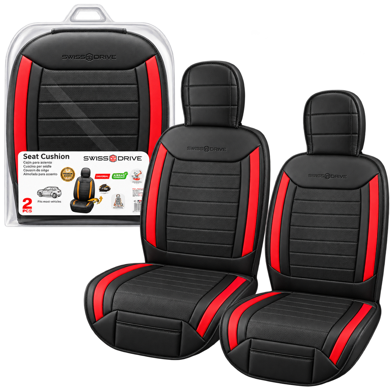 COJIN DE ASIENTO SWISS DRIVE EXCELSIOR NEGRO / ROJ